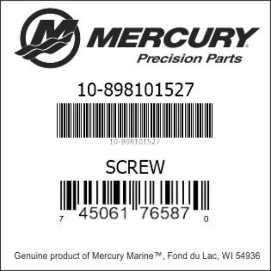 Bar codes for Mercury Marine part number 10-898101527