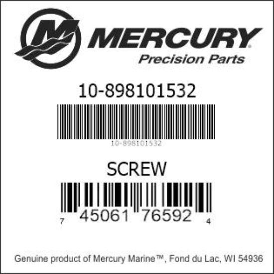 Bar codes for Mercury Marine part number 10-898101532