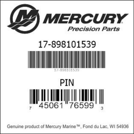Bar codes for Mercury Marine part number 17-898101539