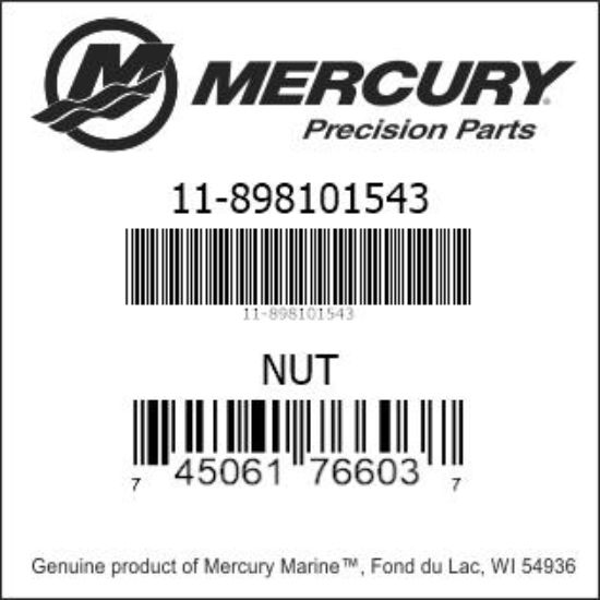 Bar codes for Mercury Marine part number 11-898101543