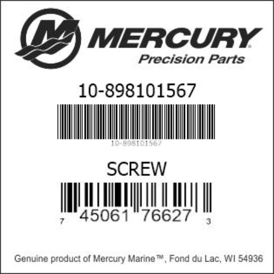 Bar codes for Mercury Marine part number 10-898101567