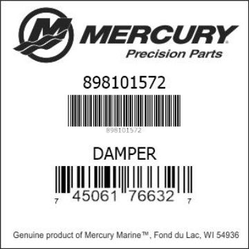 Mercury Marine part number 898101572 DAMPER Bar codes for Mercury Marine part number 898101572