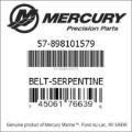 Bar codes for Mercury Marine part number 57-898101579