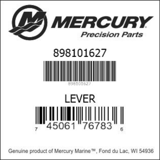 Bar codes for Mercury Marine part number 898101627