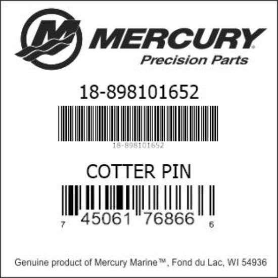 Bar codes for Mercury Marine part number 18-898101652