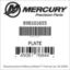 Mercury Marine part number 898101655 PLATE Bar codes for Mercury Marine part number 898101655