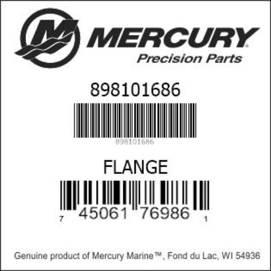 Bar codes for Mercury Marine part number 898101686