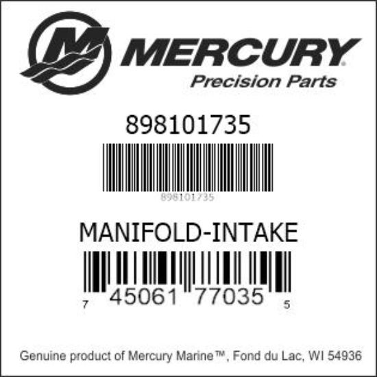 Bar codes for Mercury Marine part number 898101735