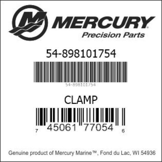 Bar codes for Mercury Marine part number 54-898101754
