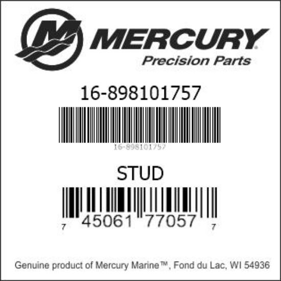 Bar codes for Mercury Marine part number 16-898101757