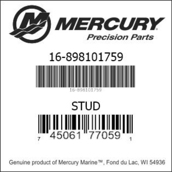 Bar codes for Mercury Marine part number 16-898101759