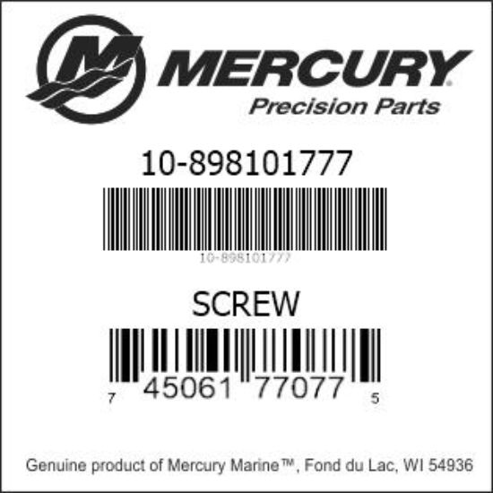 Bar codes for Mercury Marine part number 10-898101777