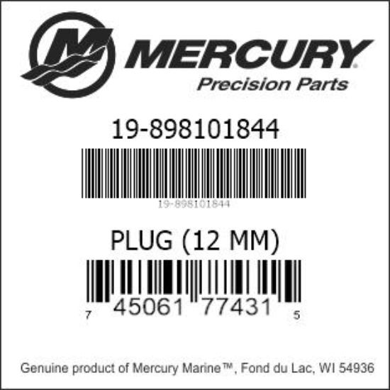 Bar codes for Mercury Marine part number 19-898101844