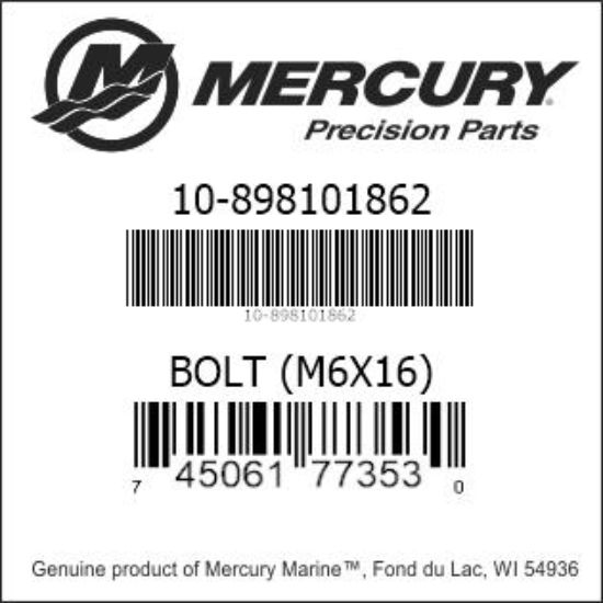 Bar codes for Mercury Marine part number 10-898101862