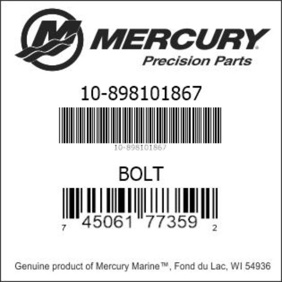 Bar codes for Mercury Marine part number 10-898101867