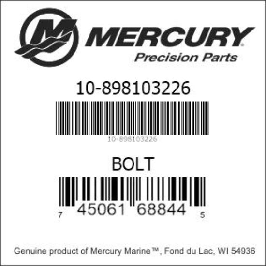 Bar codes for Mercury Marine part number 10-898103226