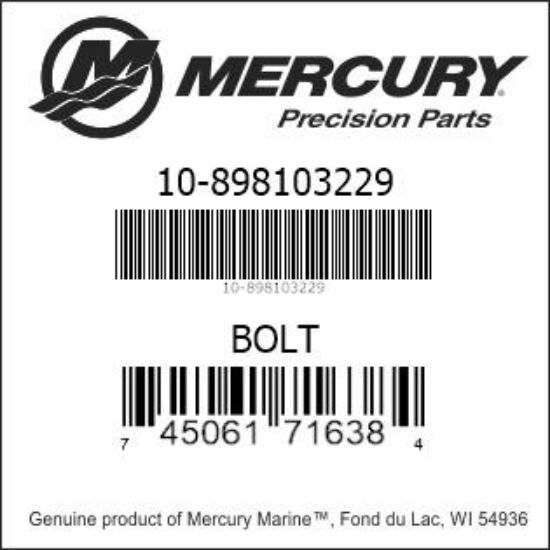 Bar codes for Mercury Marine part number 10-898103229