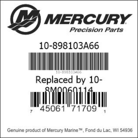 Bar codes for Mercury Marine part number 10-898103A66