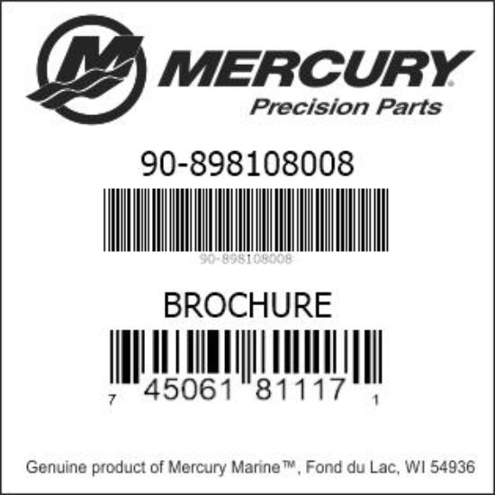 Bar codes for Mercury Marine part number 90-898108008