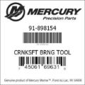 Bar codes for Mercury Marine part number 91-898154