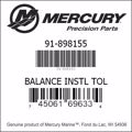 Bar codes for Mercury Marine part number 91-898155