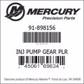 Bar codes for Mercury Marine part number 91-898156