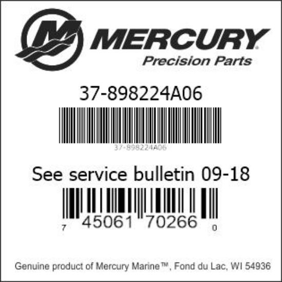 Bar codes for Mercury Marine part number 37-898224A06
