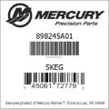 Bar codes for Mercury Marine part number 898245A01