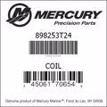 Bar codes for Mercury Marine part number 898253T24