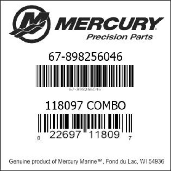 Bar codes for Mercury Marine part number 67-898256046