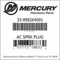 Bar codes for Mercury Marine part number 33-898264001