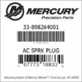 Bar codes for Mercury Marine part number 33-898264001