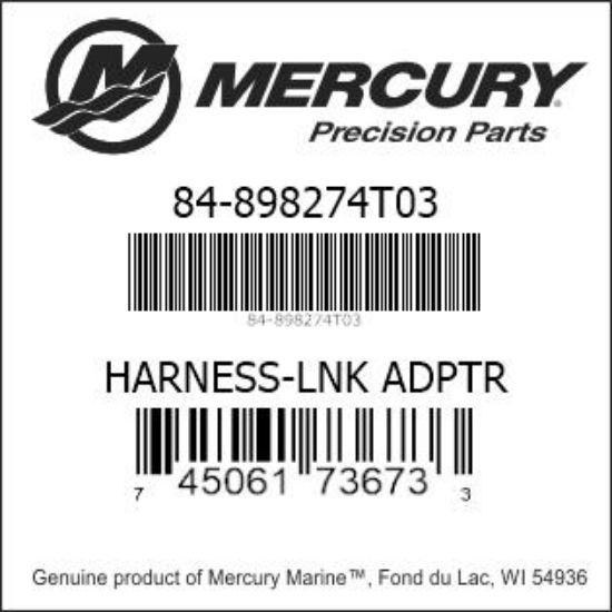 Bar codes for Mercury Marine part number 84-898274T03