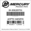 Bar codes for Mercury Marine part number 84-898285T01