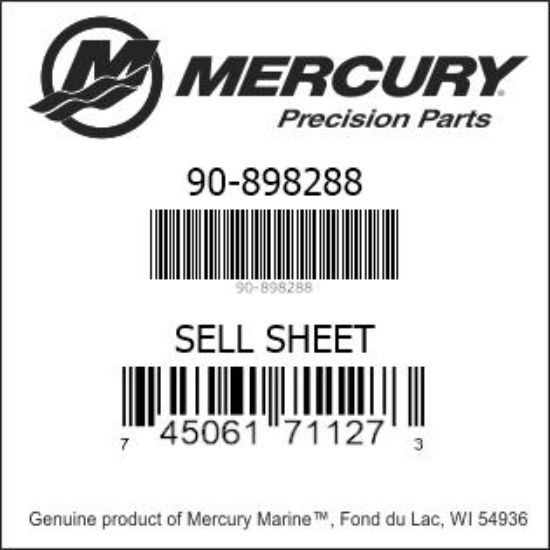 Bar codes for Mercury Marine part number 90-898288