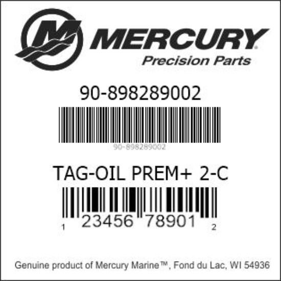 Bar codes for Mercury Marine part number 90-898289002