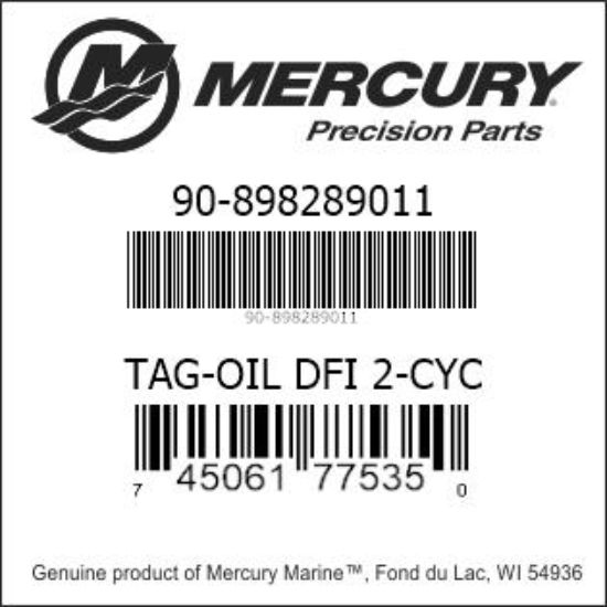 Bar codes for Mercury Marine part number 90-898289011
