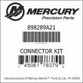 Bar codes for Mercury Marine part number 898289A21