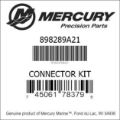 Bar codes for Mercury Marine part number 898289A21