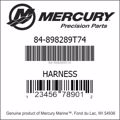 Bar codes for Mercury Marine part number 84-898289T74
