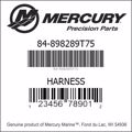 Bar codes for Mercury Marine part number 84-898289T75