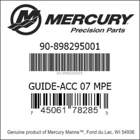 Bar codes for Mercury Marine part number 90-898295001