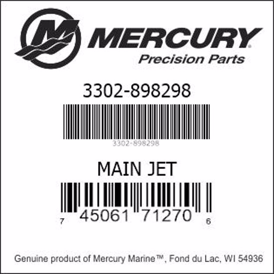 Bar codes for Mercury Marine part number 3302-898298
