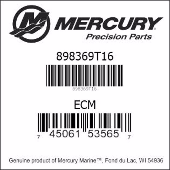 Bar codes for Mercury Marine part number 898369T16