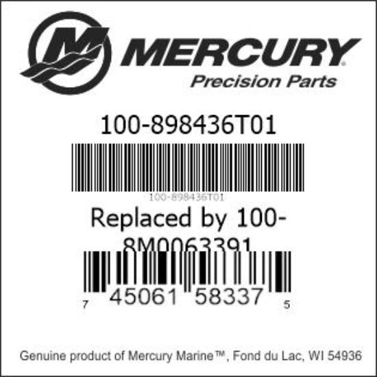 Bar codes for Mercury Marine part number 100-898436T01
