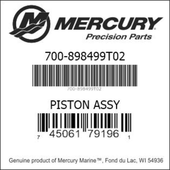 Bar codes for Mercury Marine part number 700-898499T02