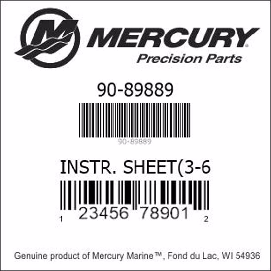 Bar codes for Mercury Marine part number 90-89889