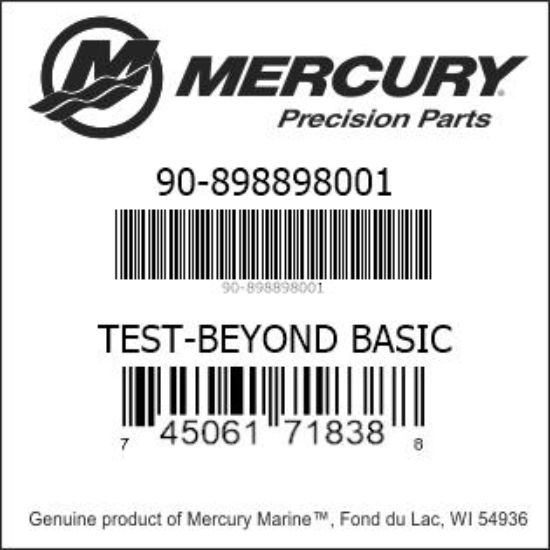 Bar codes for Mercury Marine part number 90-898898001