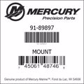 Bar codes for Mercury Marine part number 91-89897
