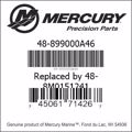 Bar codes for Mercury Marine part number 48-899000A46